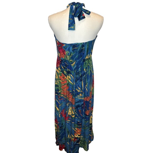 Soma Womens Halter Maxi Dress Soft Jersey Medium Tropical Hawaiian Vacation - Picture 4 of 7